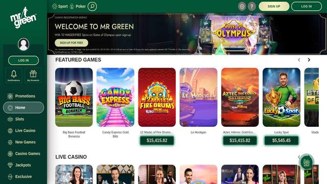 Mr Green casino screenshot